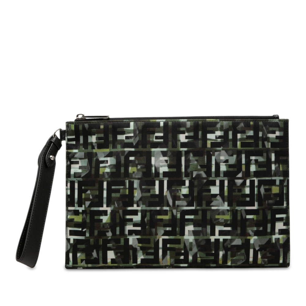 Pre-Loved Fendi FF 1974 Nylon Camouflage Wristlet Pouch